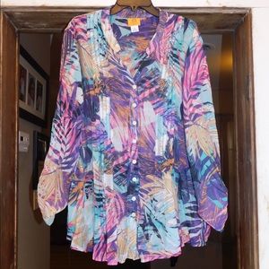 Ruby Rd. 2x Tropical Print Blouse